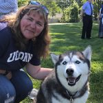 Jean Cardinale and Jonathan the Husky